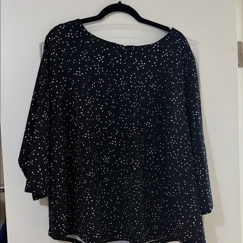 MELLODAY Black and White Speckled Blouse